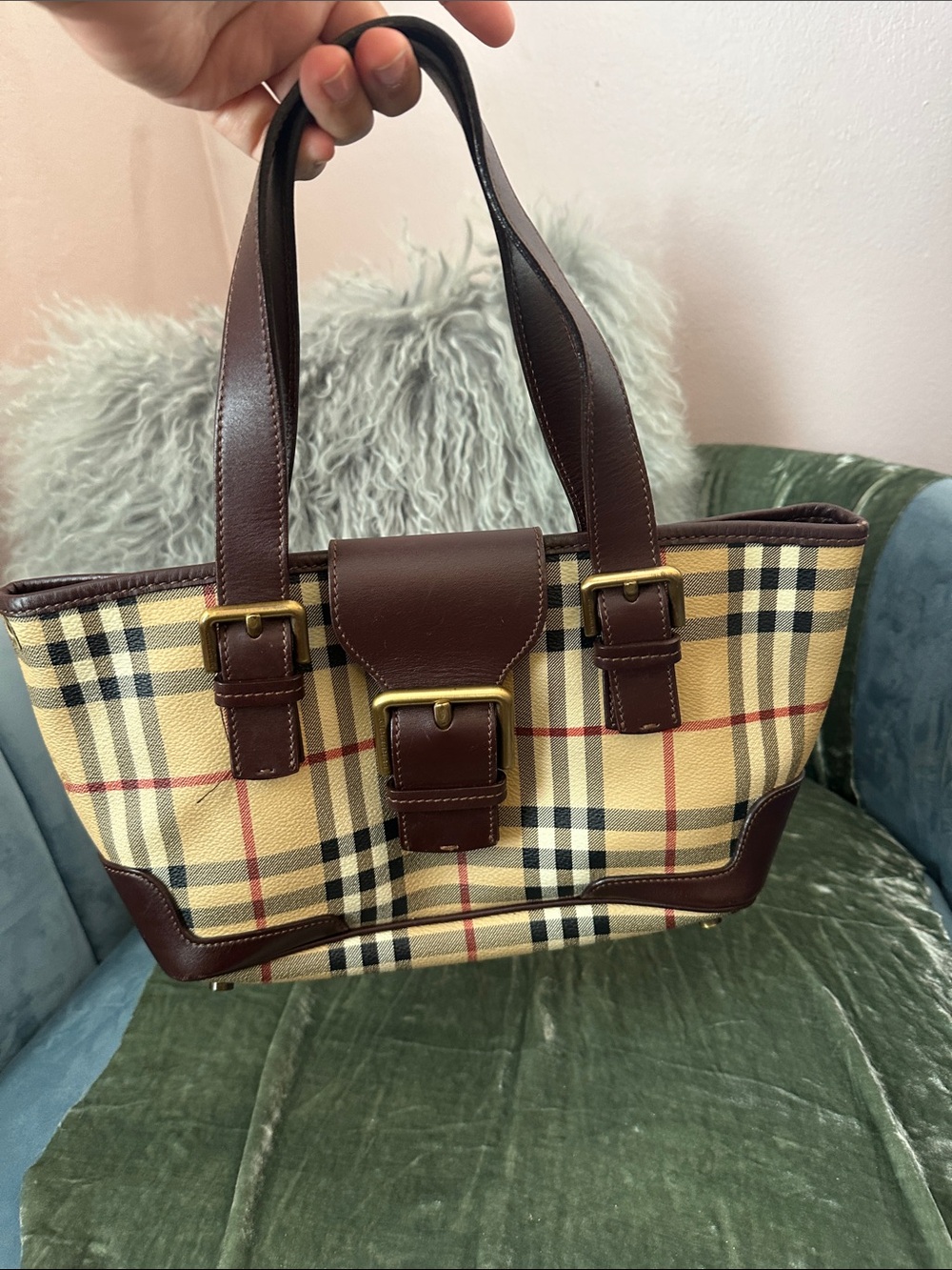 Authentic Vintage Burberry Haymarket Check Buckle Bag